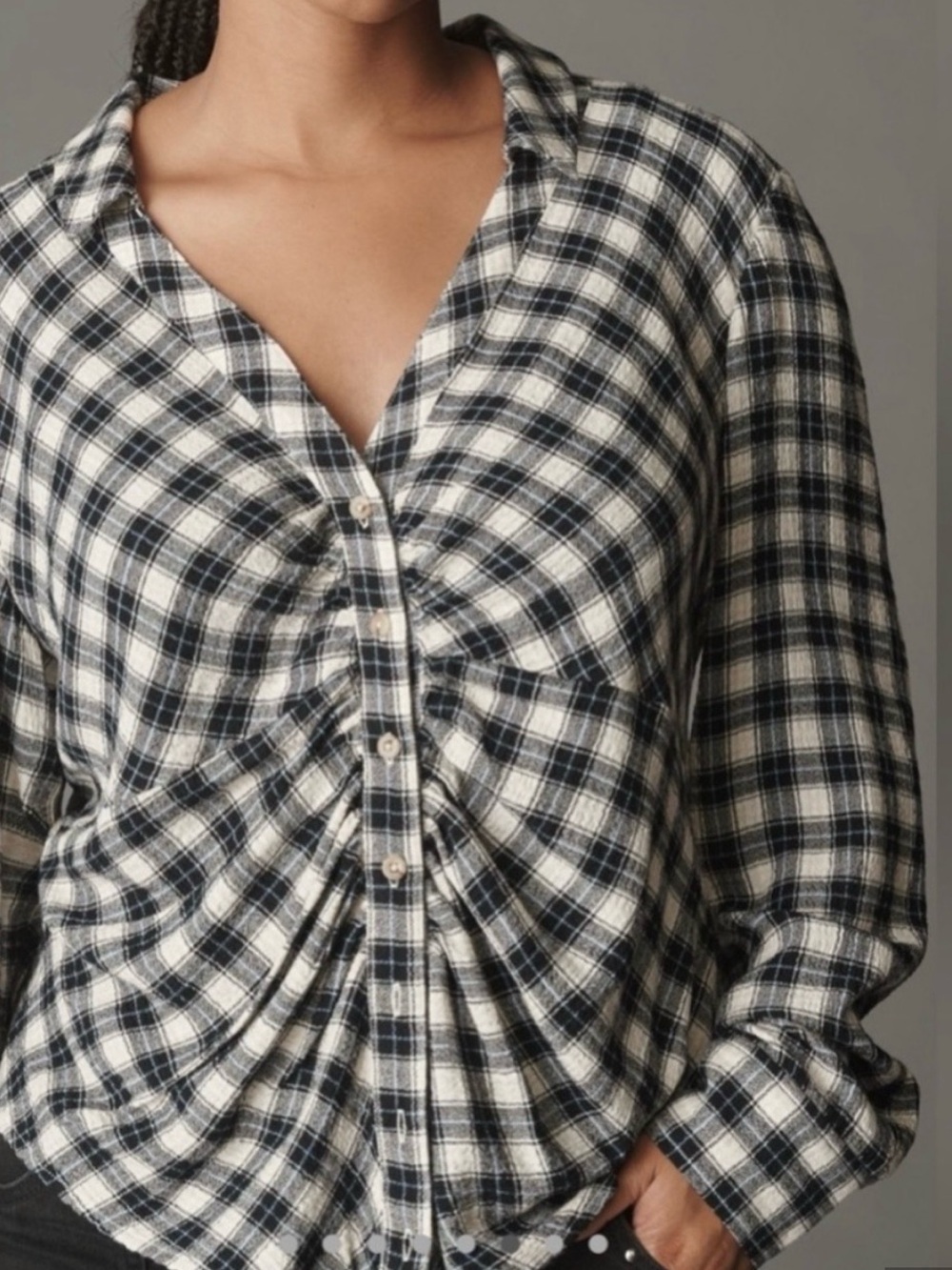 Pilcro Keaton Ruched Collard Blouse